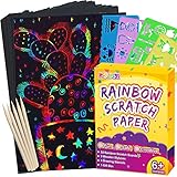 pigipigi Scratch Paper Art for Kids - 59 Pcs Magic Rainbow Scratch Paper Off Set Scratch Crafts Arts Supplies Kits Pads Sheets Boards for Party Games Christmas Birthday Gift