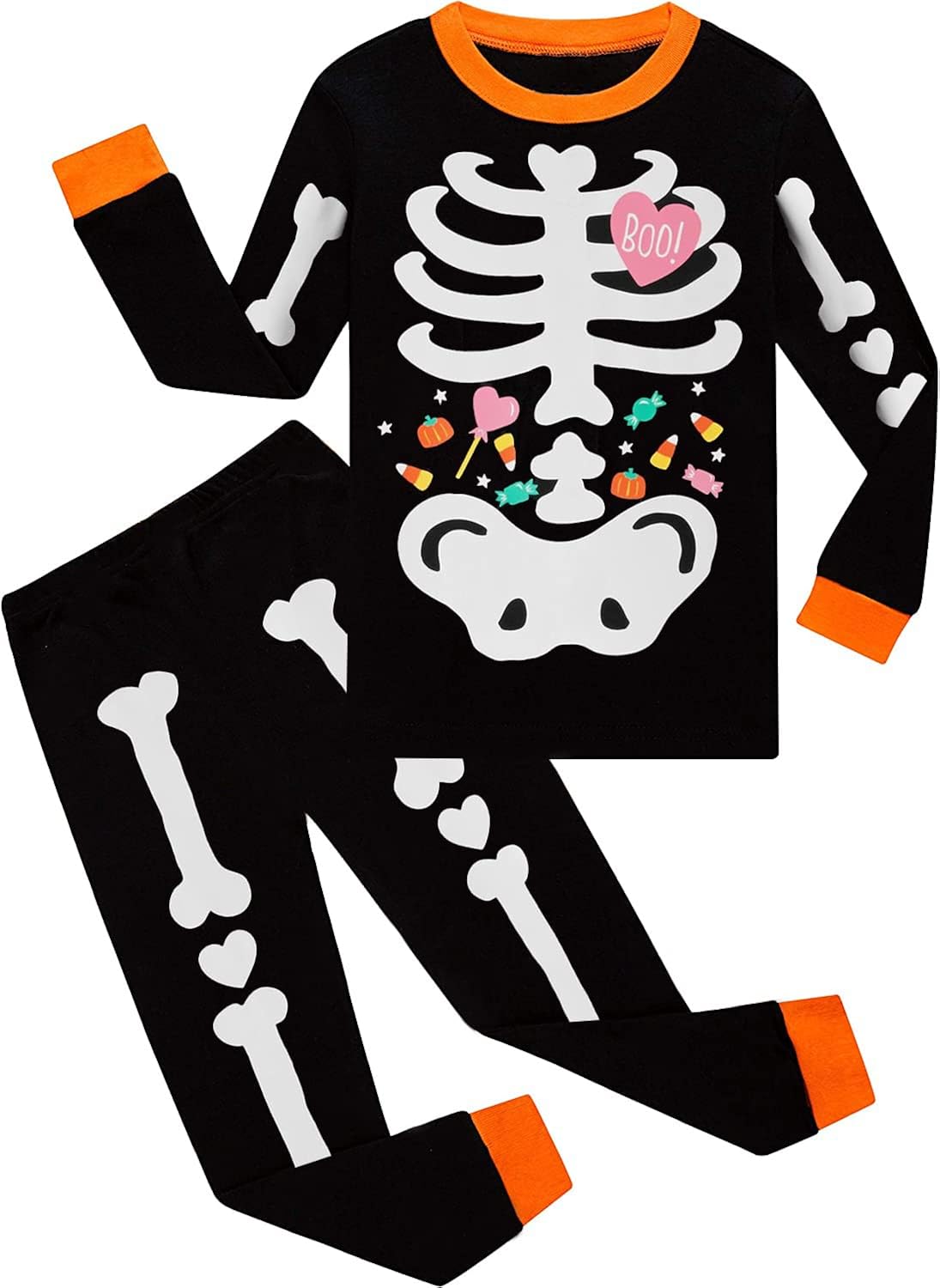 Toddler Boys Pajamas Skeleton PJs Glow in The Dark Sleepwear Pant Sets Kids Jammies