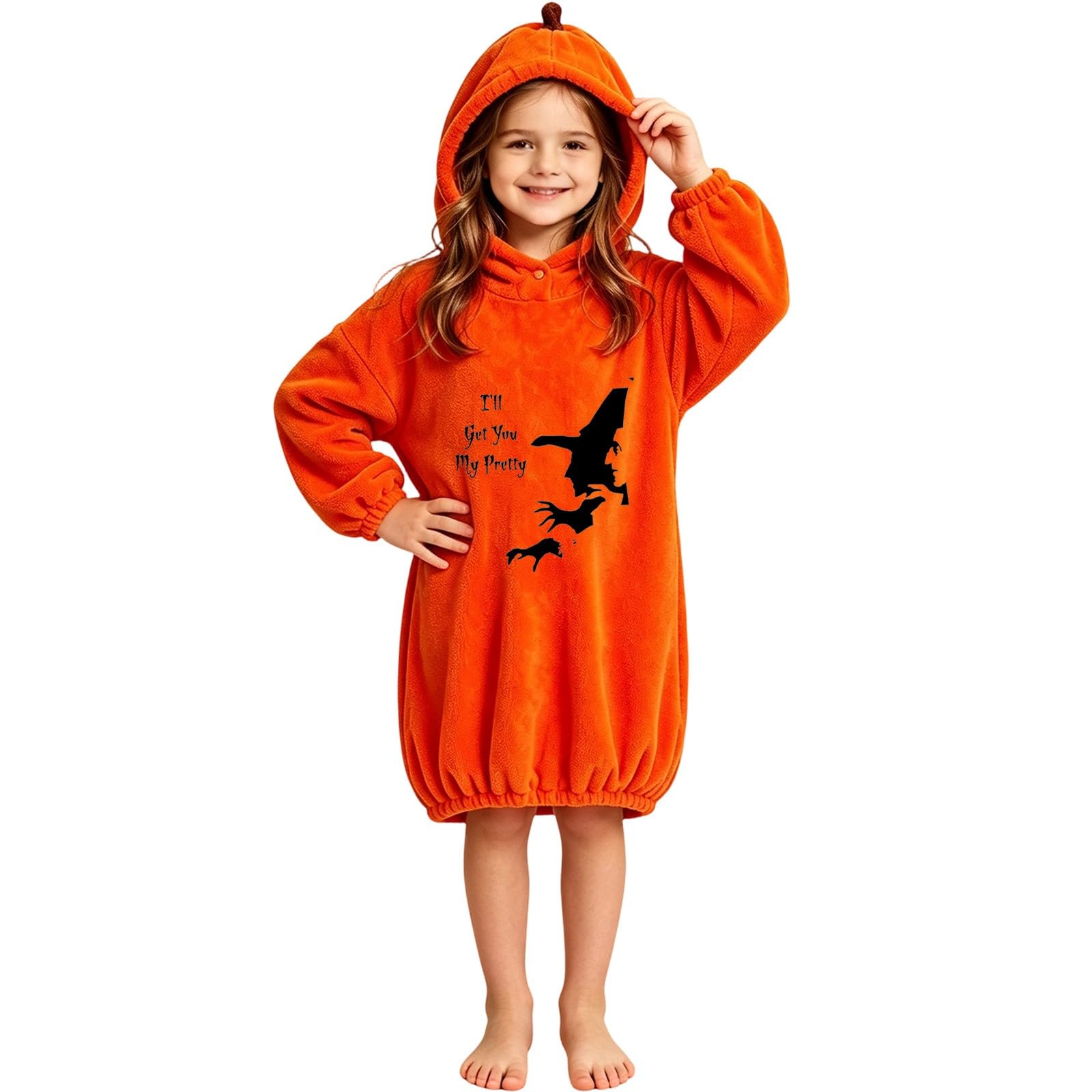 Sudadera con capucha para niñas, diseño de calabaza, para Halloween
