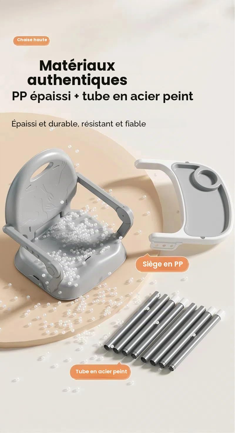 MoLi Chaise Haute Bébé avec Trois Modes, Chaise Haute pour Bébés et Tout-petits, Réglable et Facile à Plier Chaises Hautes, Chaises Bébé avec Pédale Antidérapante (8123 Grey)