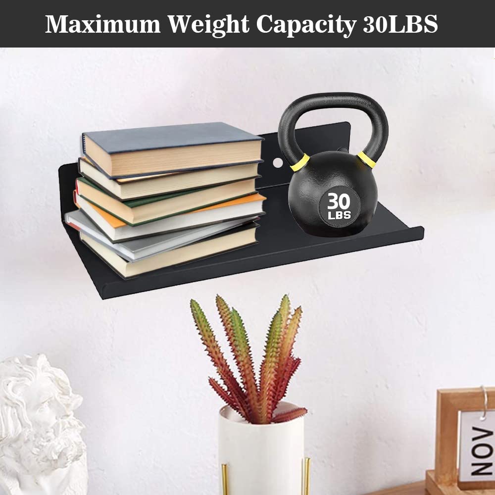 Tyanlenr 2x Wandregal Metall Schwarz – Schweberegal 28 Cm Für Bad, Küche & Wohnzimmer