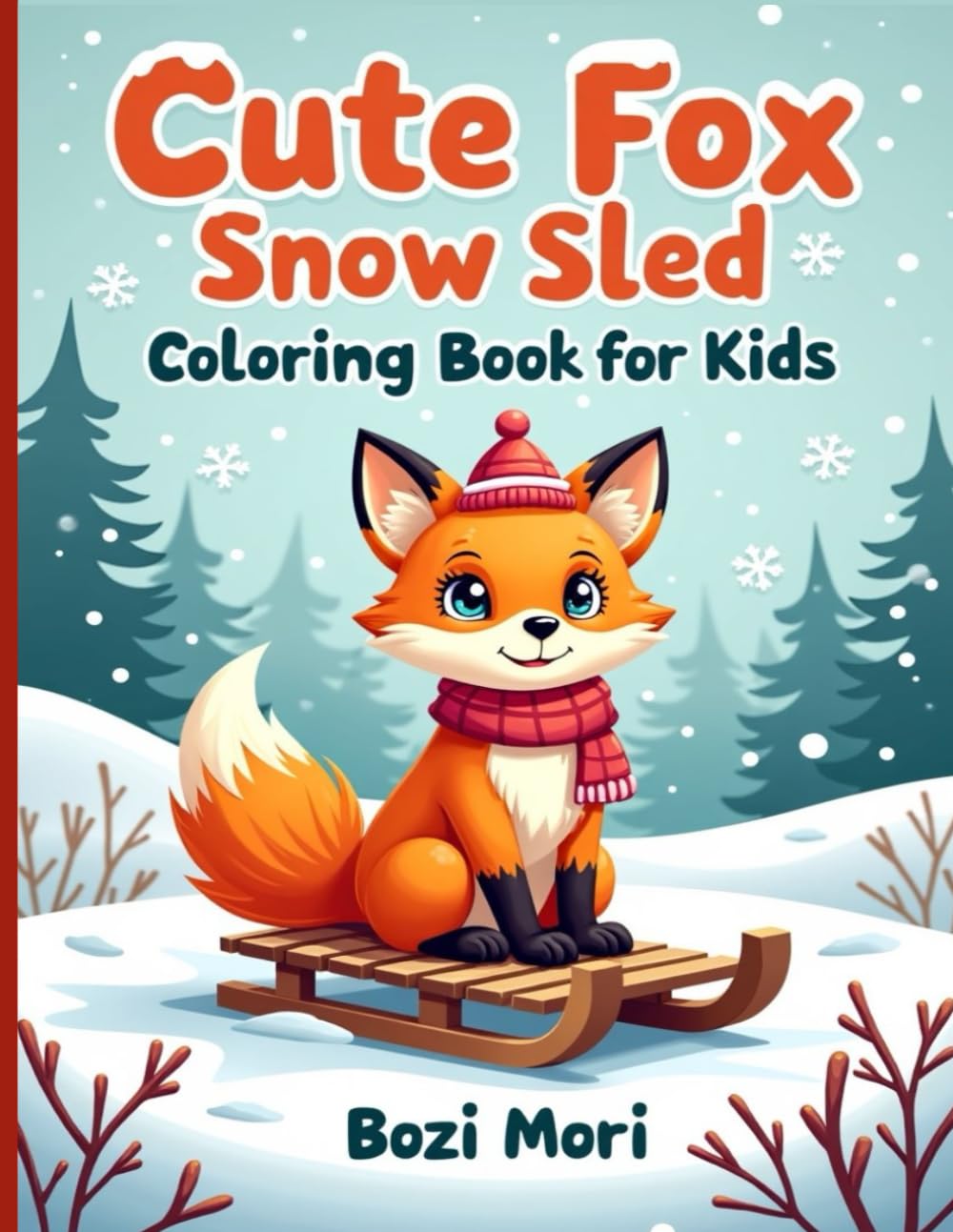 Cute Fox Snow Sled Coloring Book for Kids: Fun Winter Fox Coloring Pages with Snow Sleds for Kids Ages 3–9