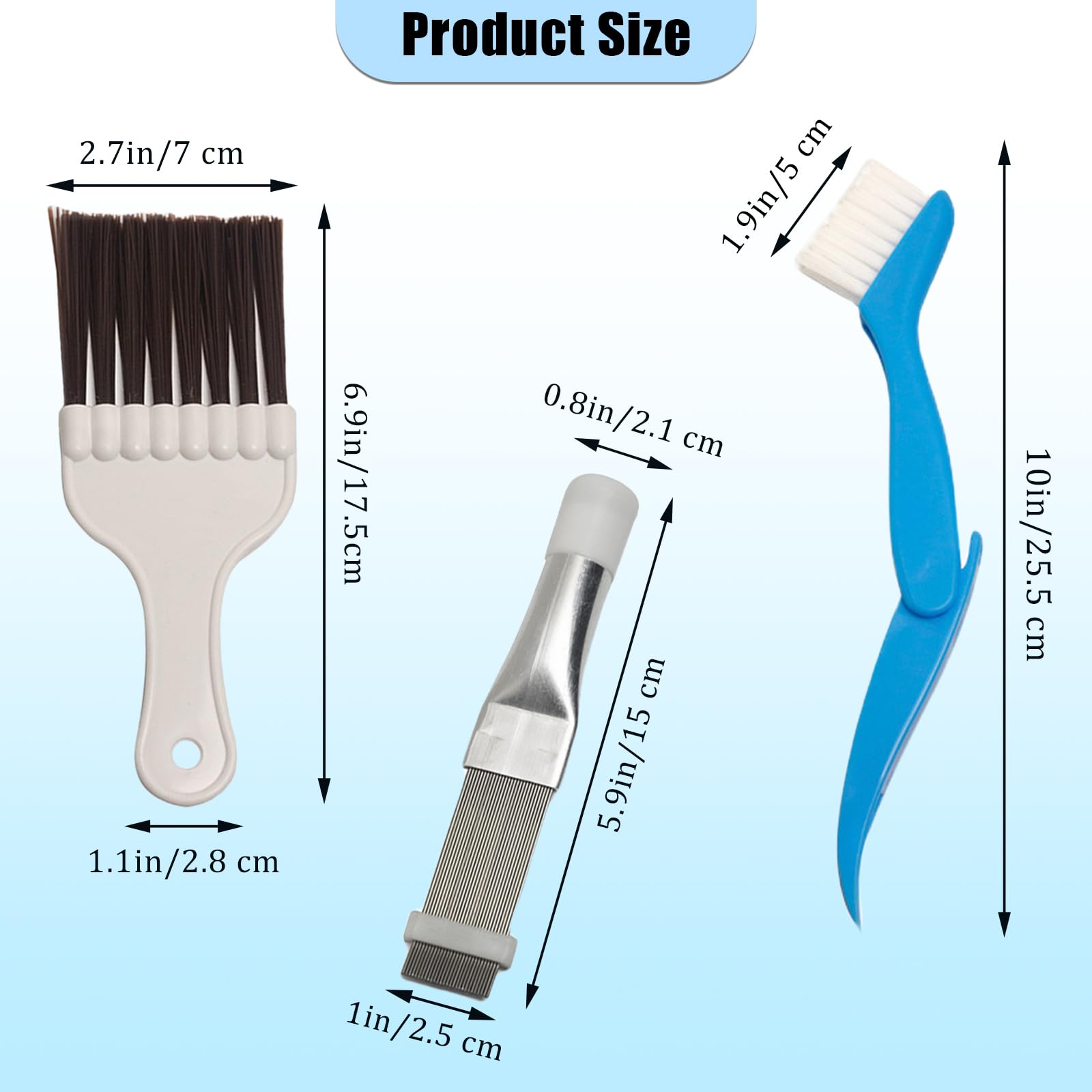 INCAUCA 3 Packs Air Conditioner Condenser Fin Comb, Fin Cleaning Brush, Coil Brush, AC Cleaning Kit, Refrigerator Brush Coil Cleaner Tool, Coil Cleaning Whisk Brush