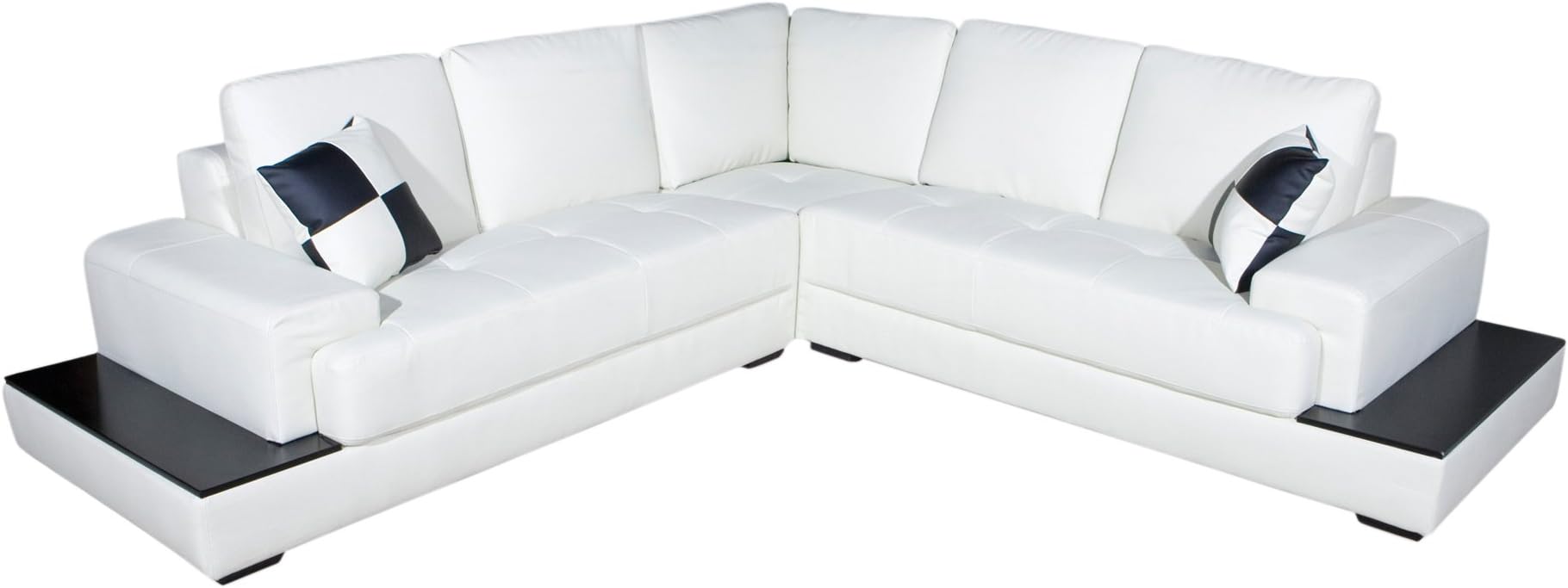 AC Pacific Helen Sectional Sofa, Cream White and Black