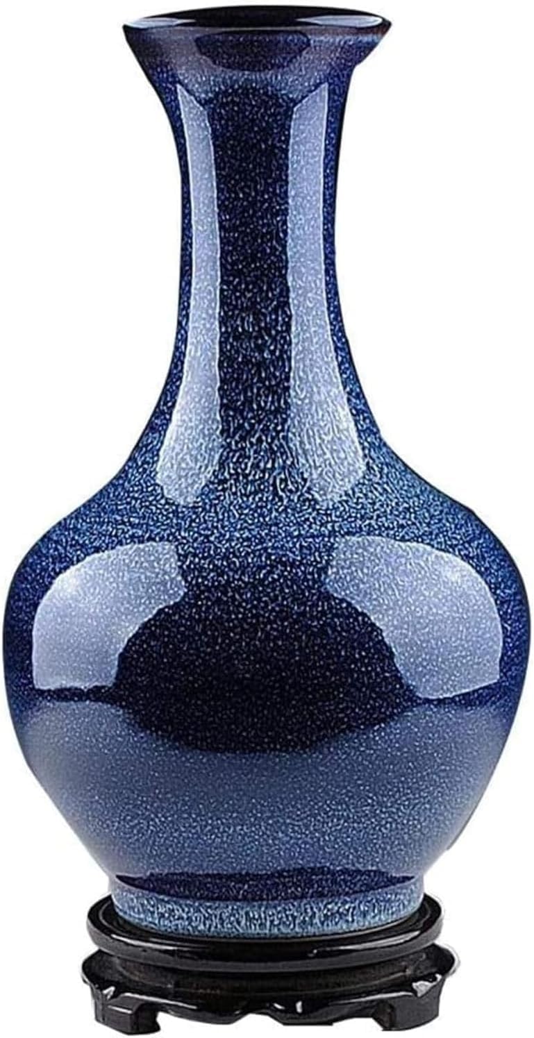 Vase Tabletop Decoration Ceramic Base Can Be Rotated for Living Room Study Blue 22 * 37cm