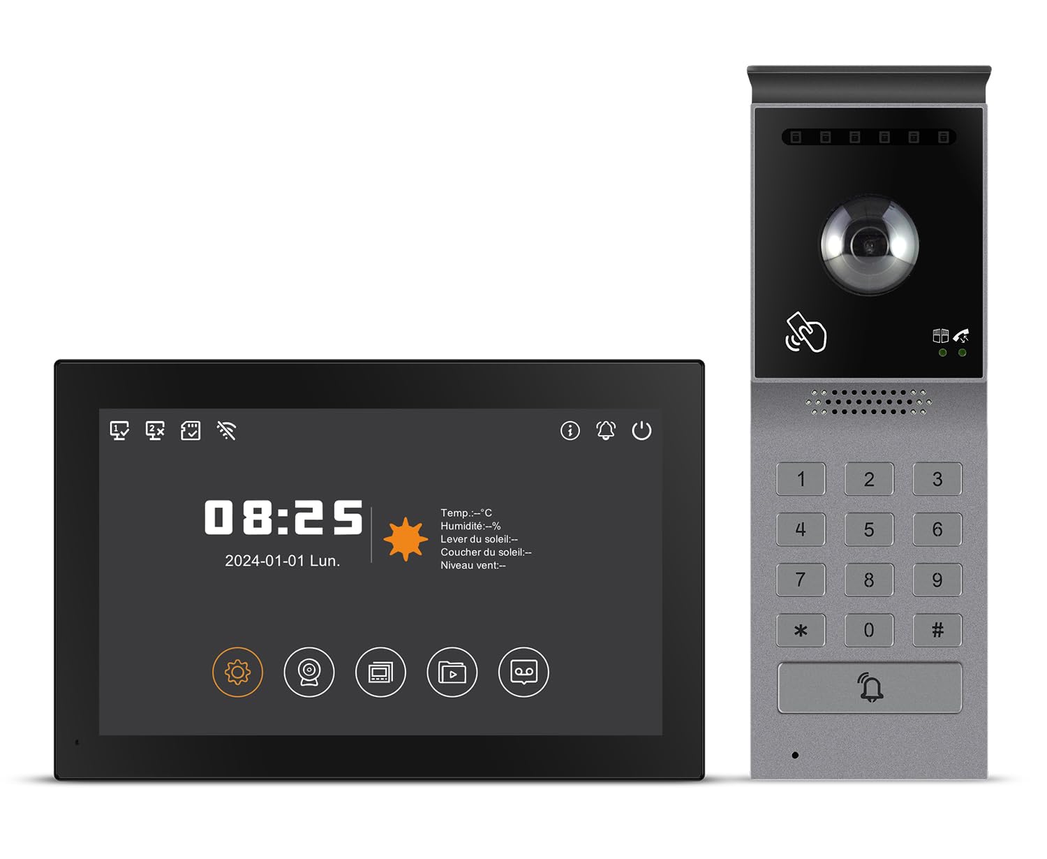 Visiophone Filaire Connecté à 2 Fils,Interphone Vidéo IP WiFi avec 7'' écran Tactile,Résolution 1080P,Unlock à Distance Via APP/IC Cartes,Audio Bidirectionnel, Connecté,Option IC Carte