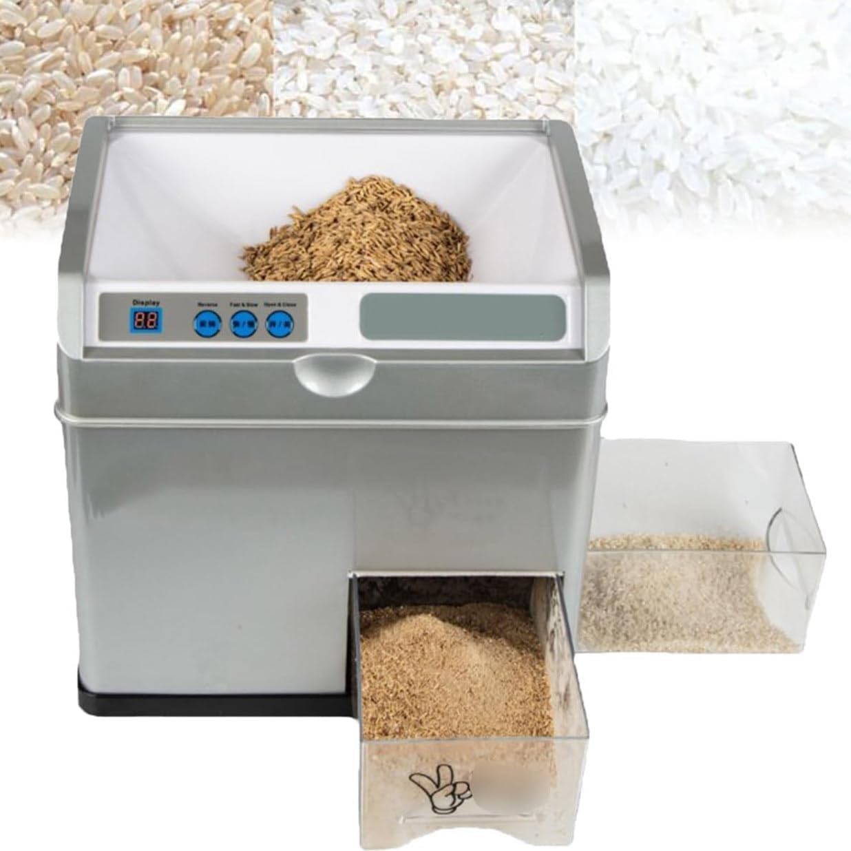 Automatic Rice Milling Hulling Machine, Wheat Cereals Peeling Sheller, 500W Rice Husker Sheller Grinder, Brown Rice/Germ Rice Sheller For Home Kitchen