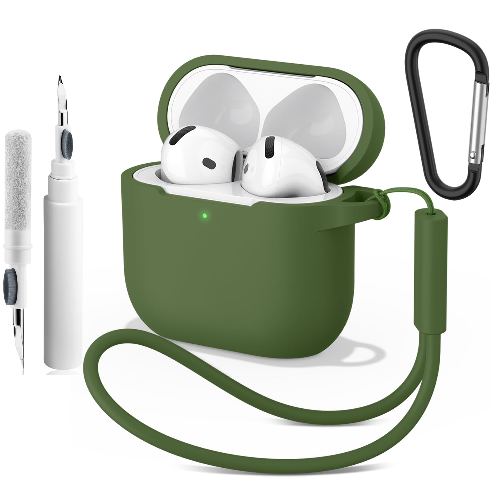 Meliya for Airpods 4 Case Cover 2024 with Cleaner Kit & Keychain & Lanyard, Soft Silicone Protective Case for Apple AirPods 4th Generation, Supports