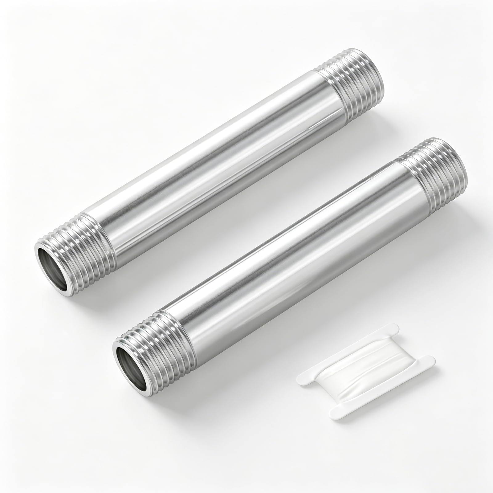 TAISHER 2 accesorios de tubería de acero inoxidable, NPT de 1/2 pulgada x rosca macho NPT de 1/2 pulgada, tubo fundido de boquilla de 6 pulgadas de longitud