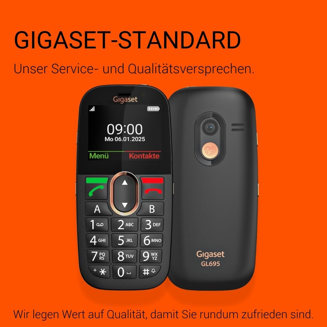 Gigaset GL695 Senioren-Handy, 4G Volte, 2,31-Zoll-IPS-Display, Schwarz