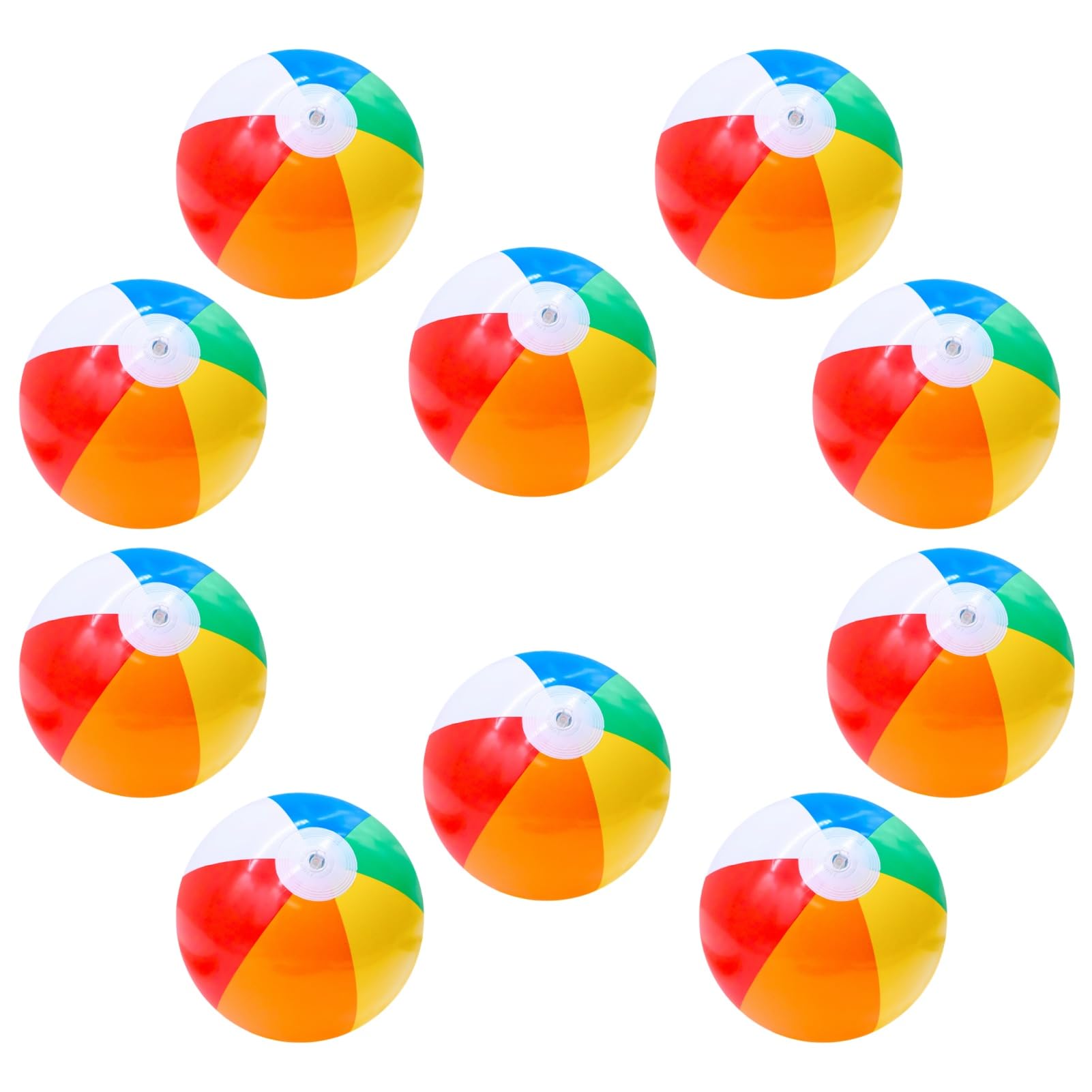 10 Pcs Beach Balls, Rainbow Coloured Inflatable Balls for Swimming Pool Beach Theme Party Outdoor Activities, Diameter 20 cm