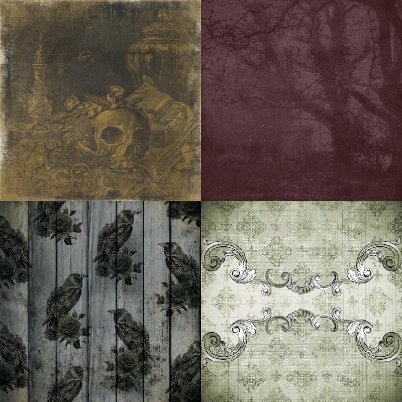 Miniatura 2 de Álbum de recortes de puntos con tema de feliz Halloween, papel de álbum de recortes, papel de castillo silencioso, para hacer tarjetas de