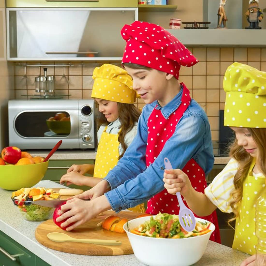 8 cucharas de cocina de silicona ranuradas, cucharas de mezclar, cucharas resistentes al calor para cocina, hornear, servir, agitar herramientas de mezcla
