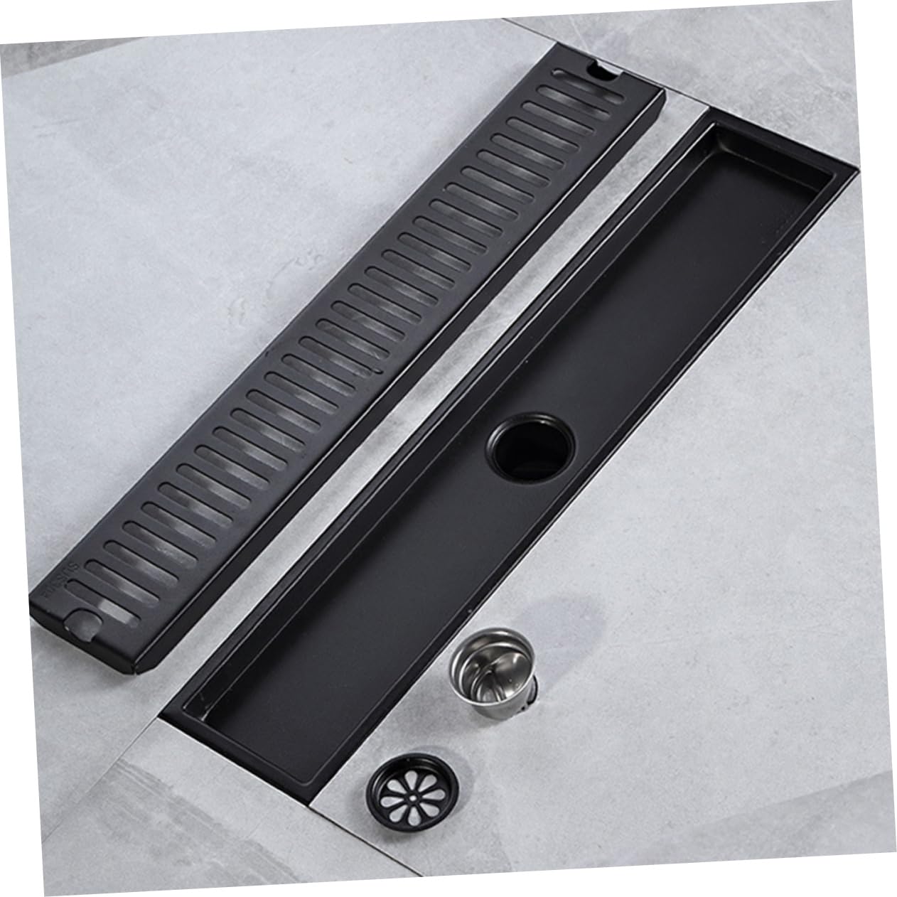 Desagüe 304 de Acero Inoxidable de Suelo Rectangular Negro