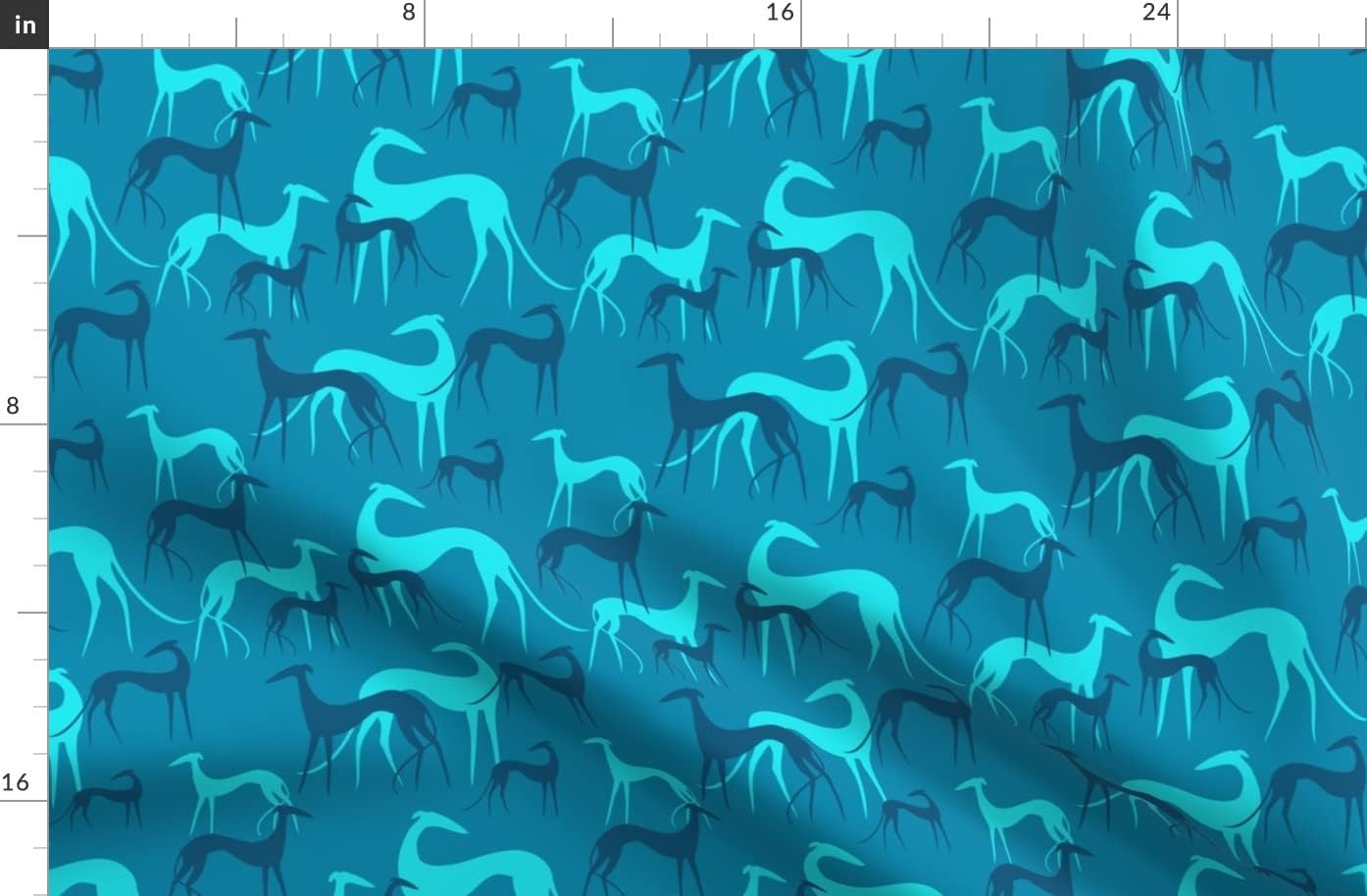 Spoonflower Fabric - Sighthounds Ocean Greyhound Dogs Hound Animal Whippet Printed on Organic Cotton Sateen Fabric by The Yard - Sewing Quilting Apparel Home Decor