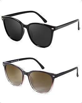 2 Packs Sunglasses for Women Polarized UV400 Protection Lens Big Frame Fashion Glasses Trendy Stylish Shade