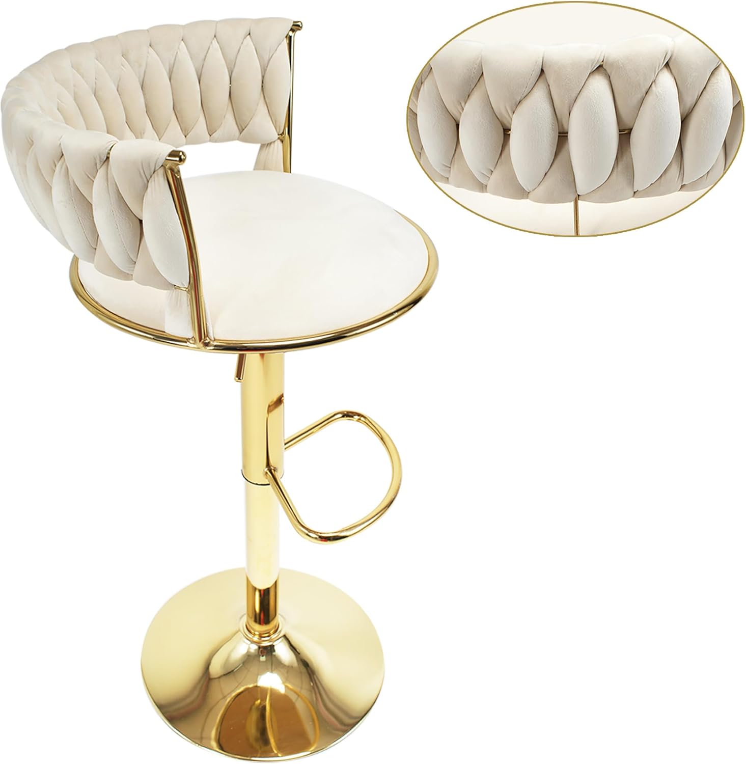 Modern Bar Stools Set of 2 Counter Height Bar Stool with Back, Faux Leather Upholstered Barstools Modern Adjustable Swivel Bar Chairs for Home Kitchen Island (B16, Set of 2)