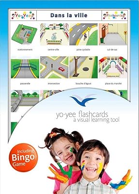 City Flashcards in French Language - Flash Cards with Matching Bingo Game for Toddlers, Kids, Children and Adults - Size 5.83 Ã— 8.27 in - DIN A5