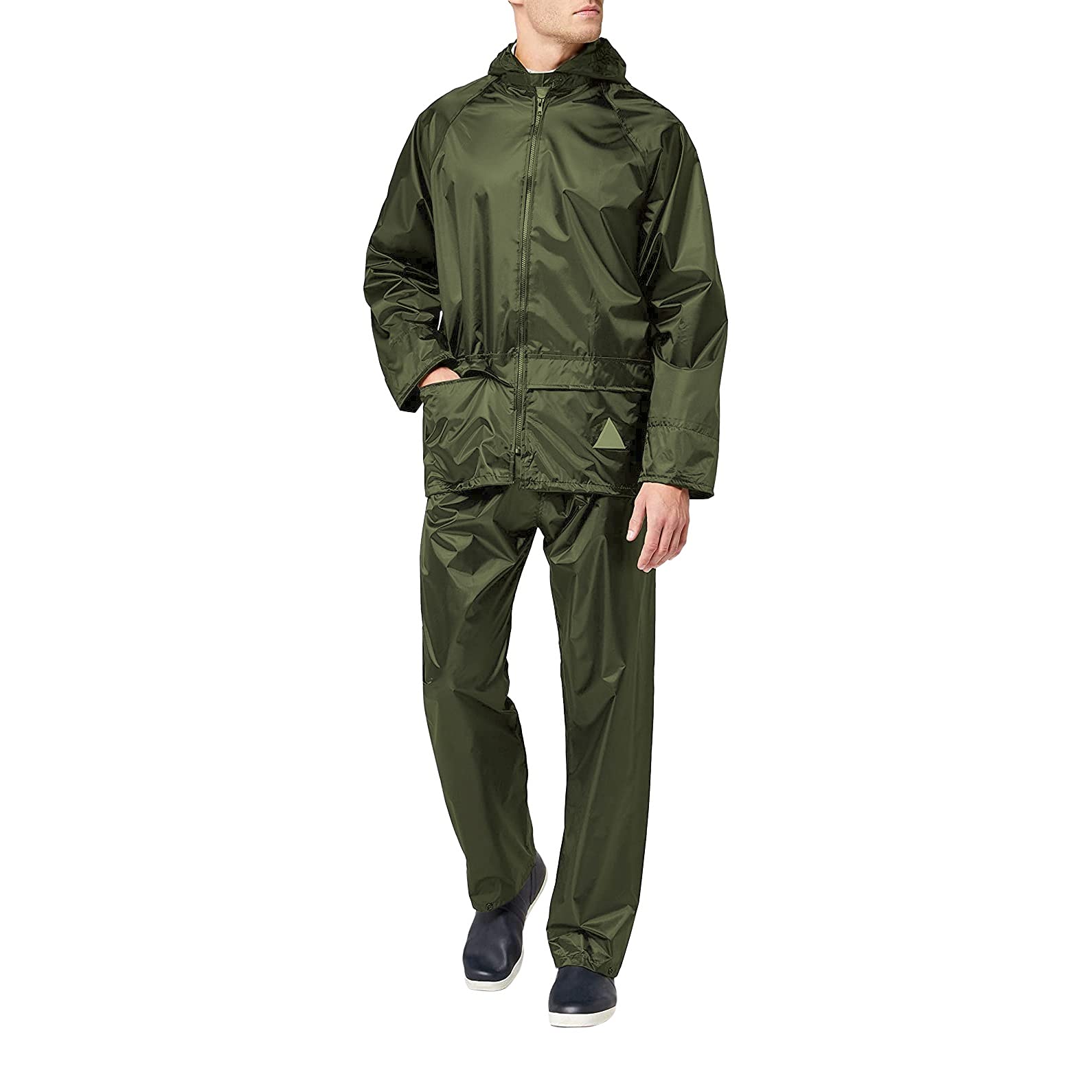 Mens Heavyweight Waterproof Rain Suit (Jacket & Trouser Suit) (M) (Olive)-image-48
