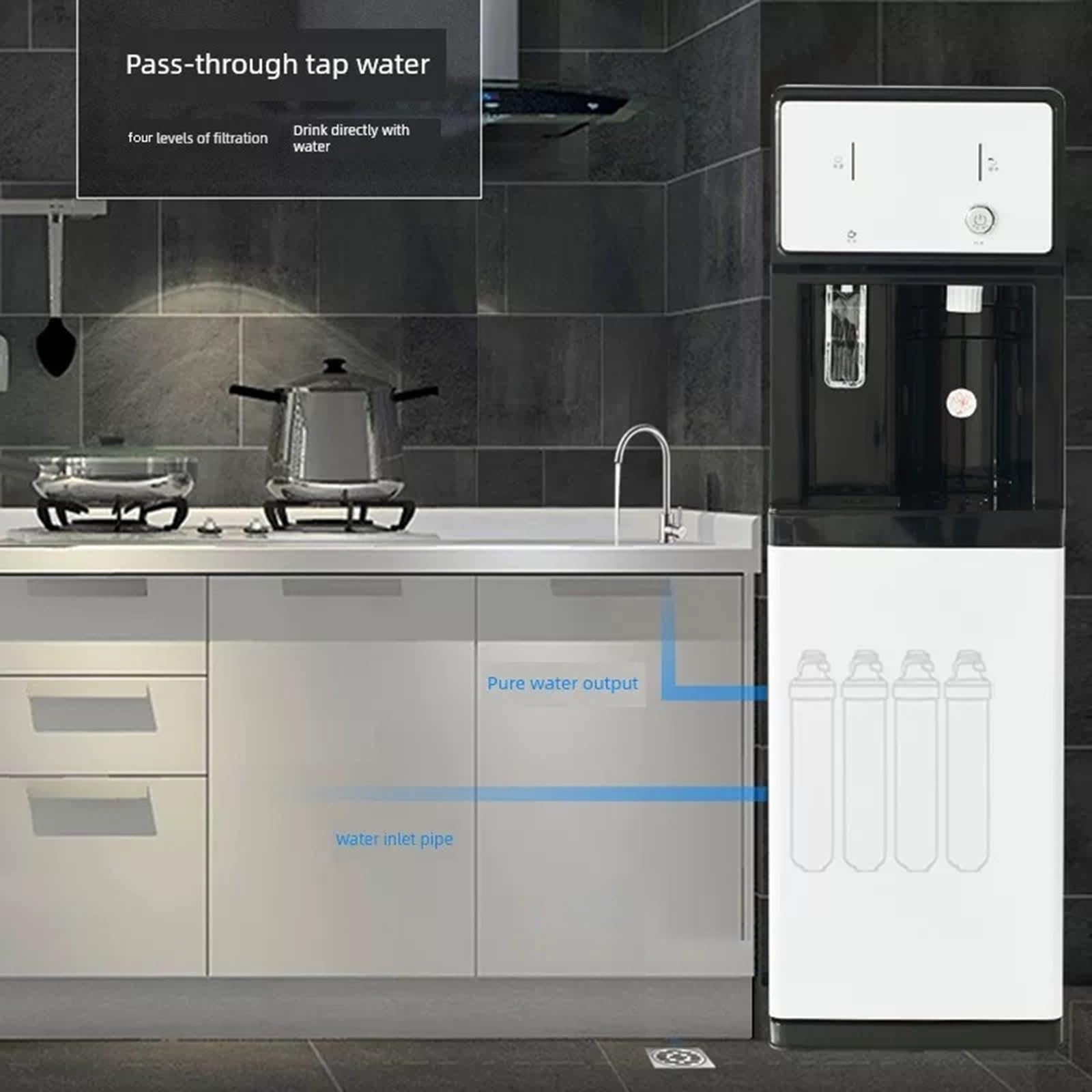Distributeur de refroidisseur d'eau filtré avec filtration en 4 étapes et contrôle de la température trio, idéal pour la maison et le bureau
