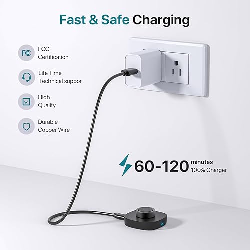 Miniatura 4 de Compatible con el cargador Oura Ring Gen 4, tamaño 10, base de carga rápida y segura con cable USB-C, esencial para usuarios de Oura Ring 4 (negro)