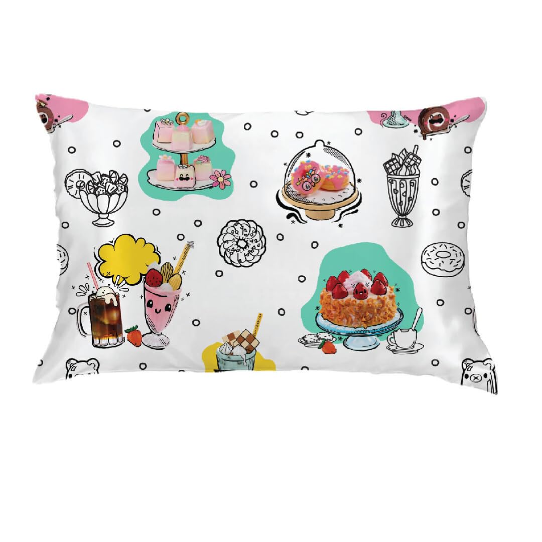Miniverse Food Sweets Beauty Silky Satin Standard Reversible Pillowcase Cover 20x30 for Hair and Skin, (Officially Licensed Product) by Franco Collectibles