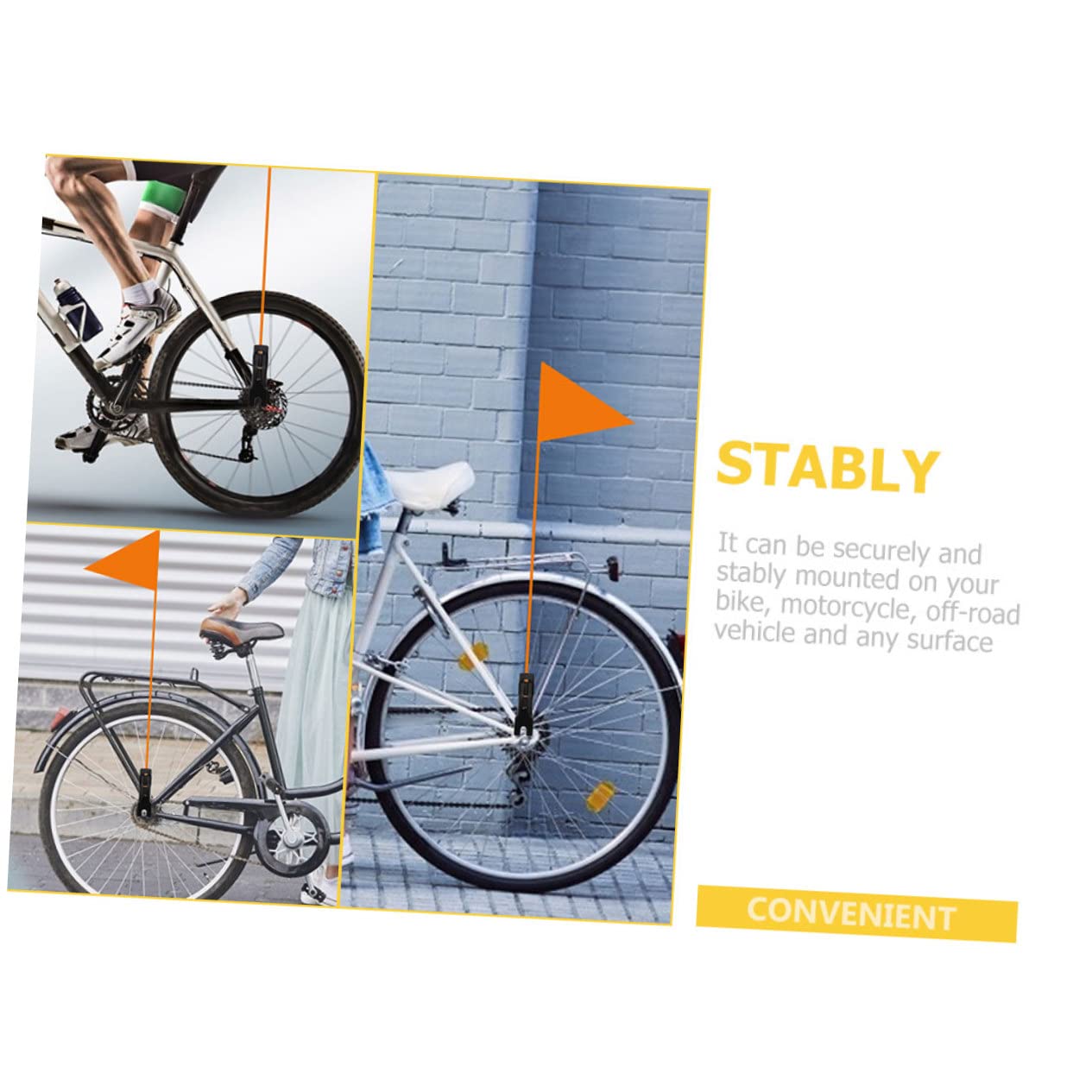 TOYANDONA 3 Series Soporte De Bandera De Seguridad para Bicicleta De Soporte De Montaje para Banderas Accesorios De Ciclismo Duraderos Y Resistentes Al Viento 5 Piezas X 3