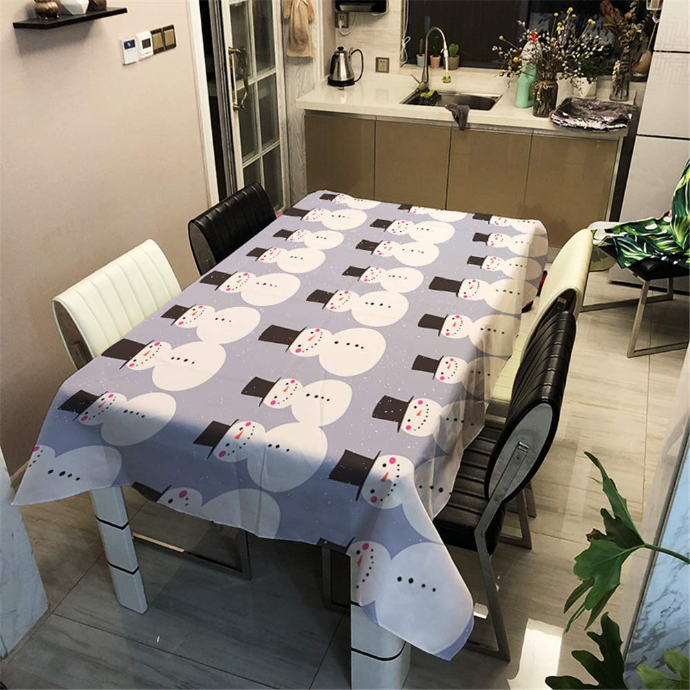 Morbuy Lavender Purple Christmas Tablecloths Rectangular Xmas Table Cloth Snowman Table Cover For Home Dining Garden Party - Waterproof Wipeable Stain-Resistant Oil-Proof (140X180cm,)