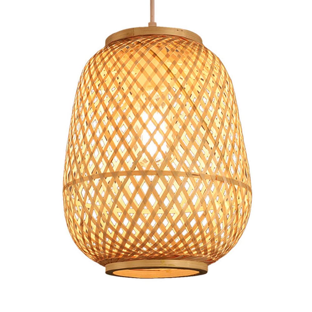 LATAFA Paralume in Stile Boho Lampadario in Tessuto Vintage Lampada A Sospensione Fai-da-Te in bambù Lampada A Sospensione A Sospensione in Vimini Sala da Pranzo su Apparecchi di Illuminazione