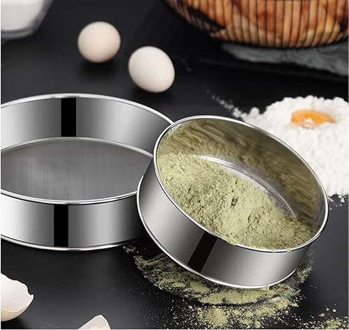 Miniatura 3 de Juego de 2 tamices de harina, acero inoxidable, 60 coladores de malla fina, tamiz de harina para hornear, pasteles, pan, cepillo de esponja y