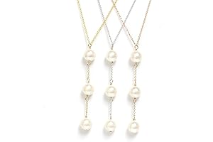 14k Gold Akoya Pearl Y Necklace with Adjustable Chain