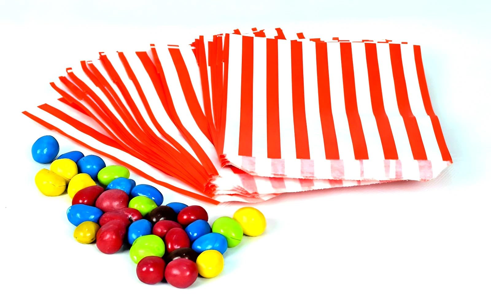 Qtpack Red 5" X 7" Candy Striped Sweet Paper Bags | Pack Of 100 | Wedding Buffet Favour Cake Gift Pick N Mix Shop