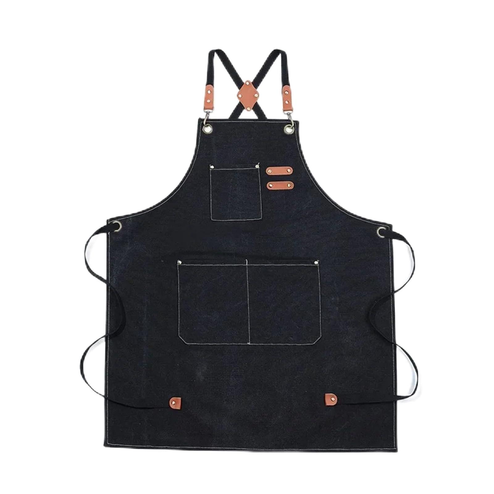 LNHHG Welding Clothes, Aprons with Large Pockets, Cotton Canvas Cross Back Heavy Duty Adjustable Work Apron apron(Nero)