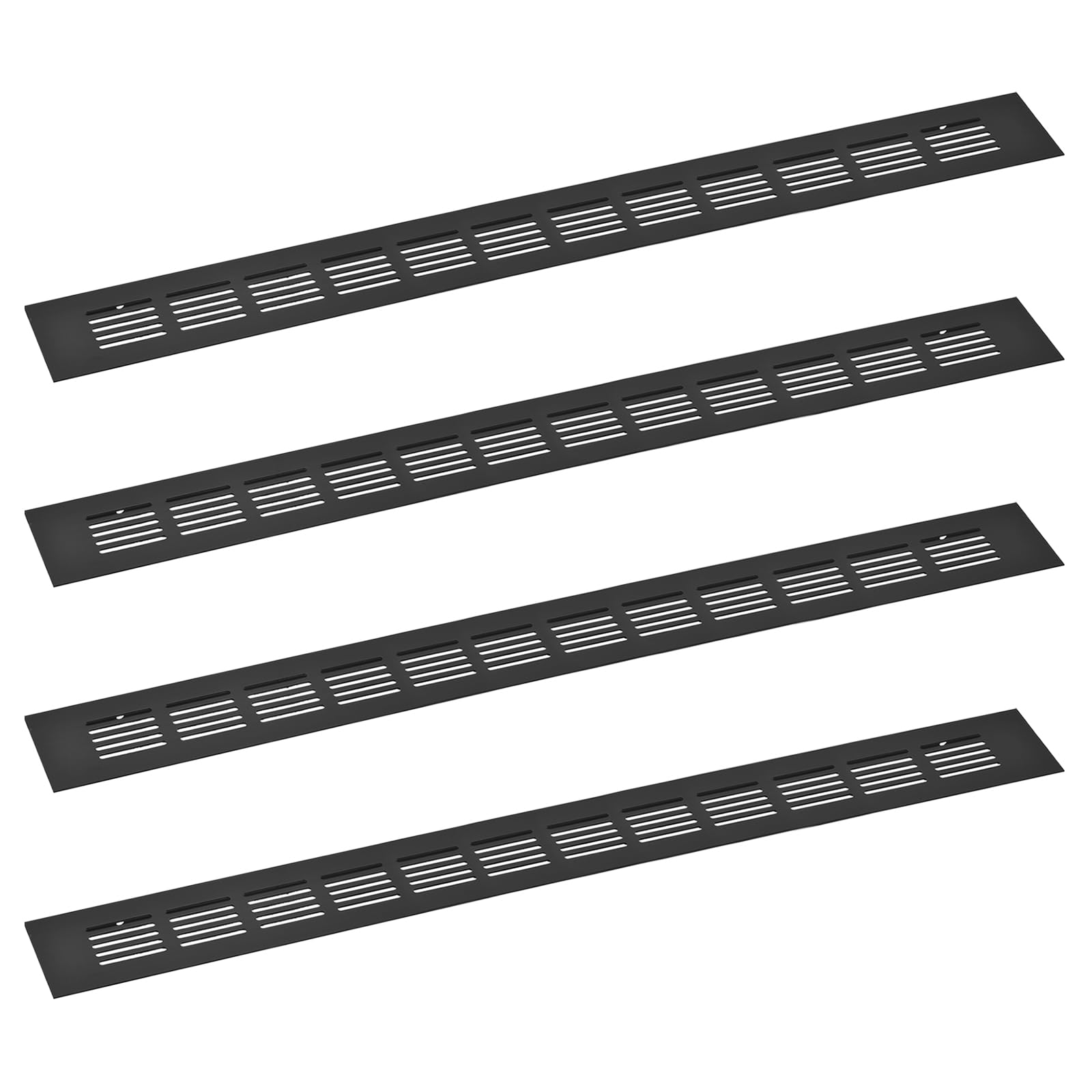QUARKZMAN 4Pcs Rejilla de Ventilación Rectangular de Aleación de Aluminio con Malla de Ventilación Cubierta de Ventilación con Lamas para Armario, 500x50mm/19.69"x1.97"