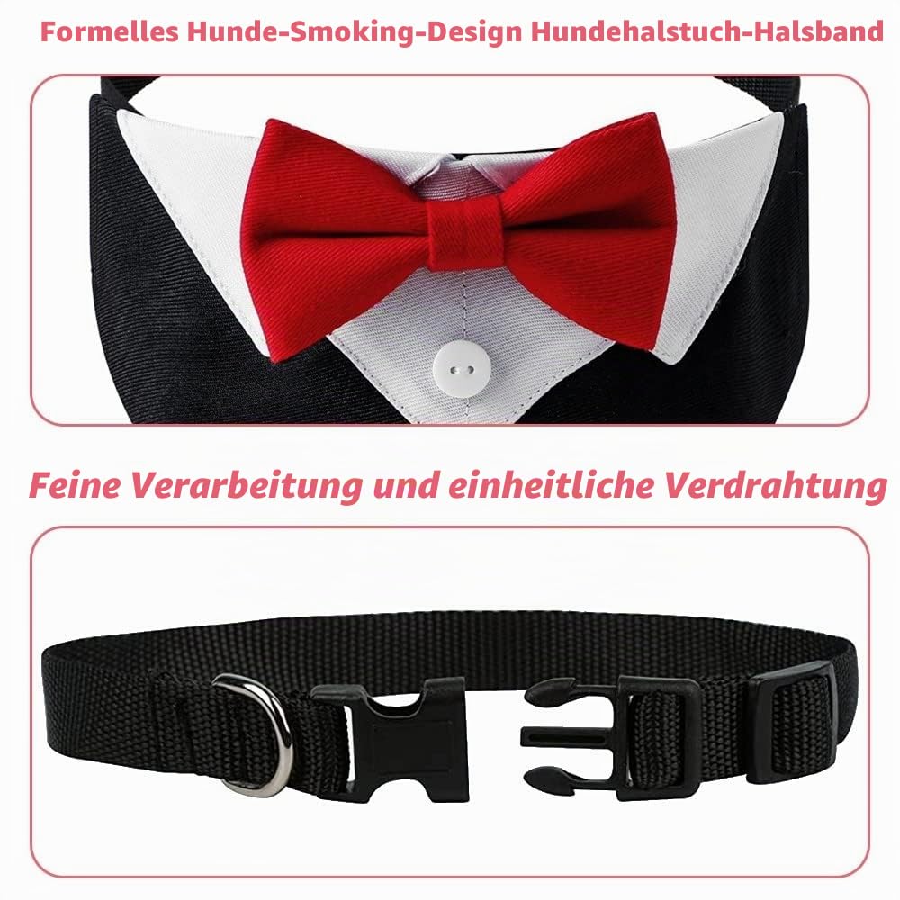 Hunde-Smoking-Fliege - Formelles Bandana Halsband, Verstellbares Smokinghalstuch Mit Fliege für Hunde und Katzen