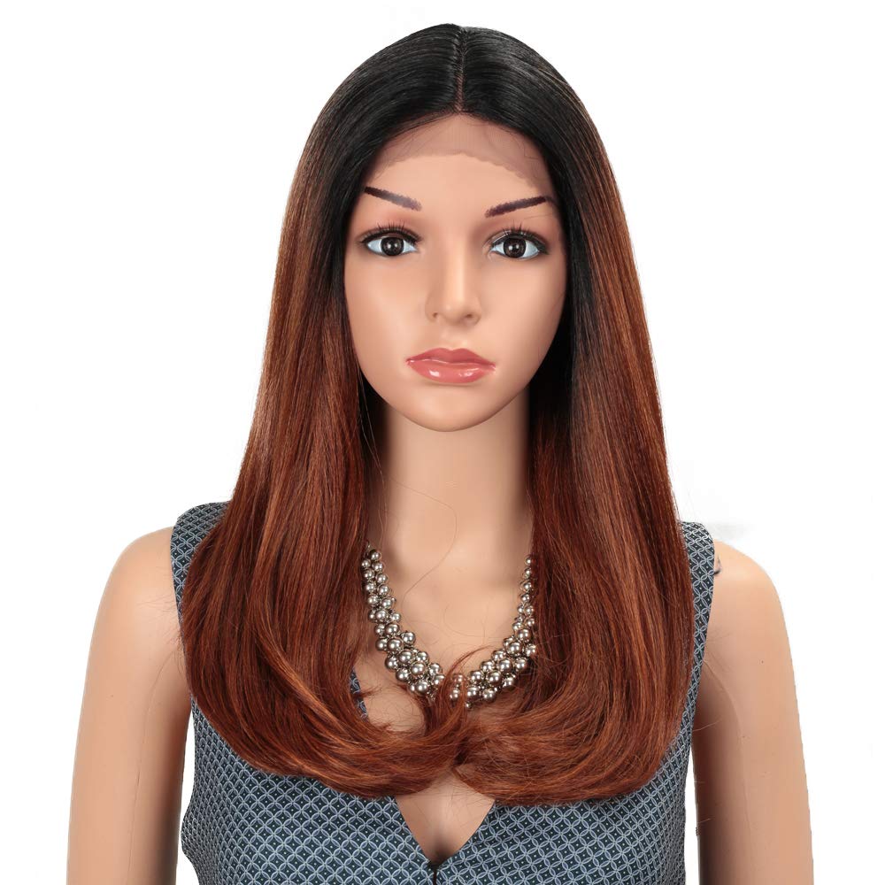 Joedir 19ââ‚¬Â Straight Wavy Ombre Black To Red Burgundy Heat Resistant Synthetic Deep Part Lace Front Wigs For Black Women 130% Density DIY Wigs(Ombre Red Burgundy)-image-15