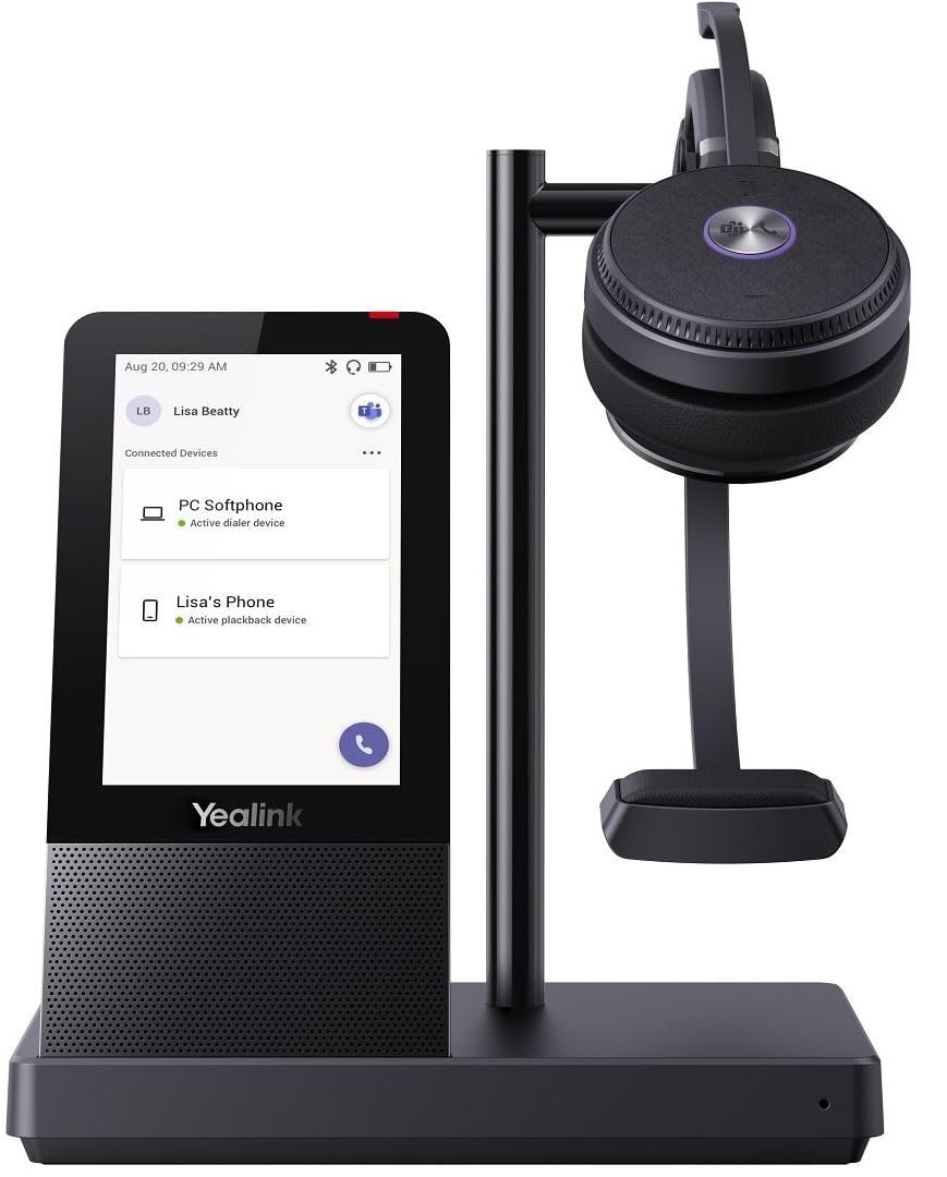Yealink DECT WH66 Mono UC - Auriculares de Diadema, Color Negro