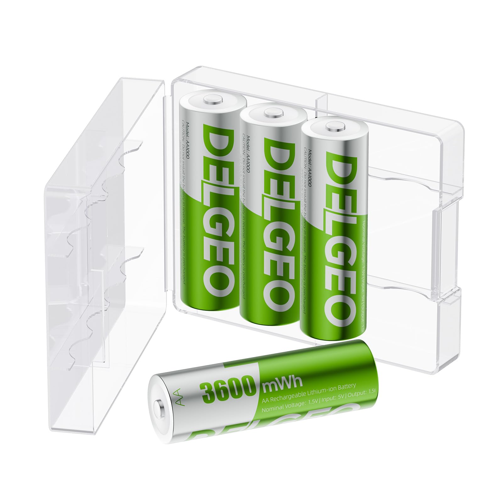Oplaadbare 1,5V AA Lithium-ion Batterijen – 3600 MWh, 4 Stuks Met Type-C Oplaadkabel En Opbergtas