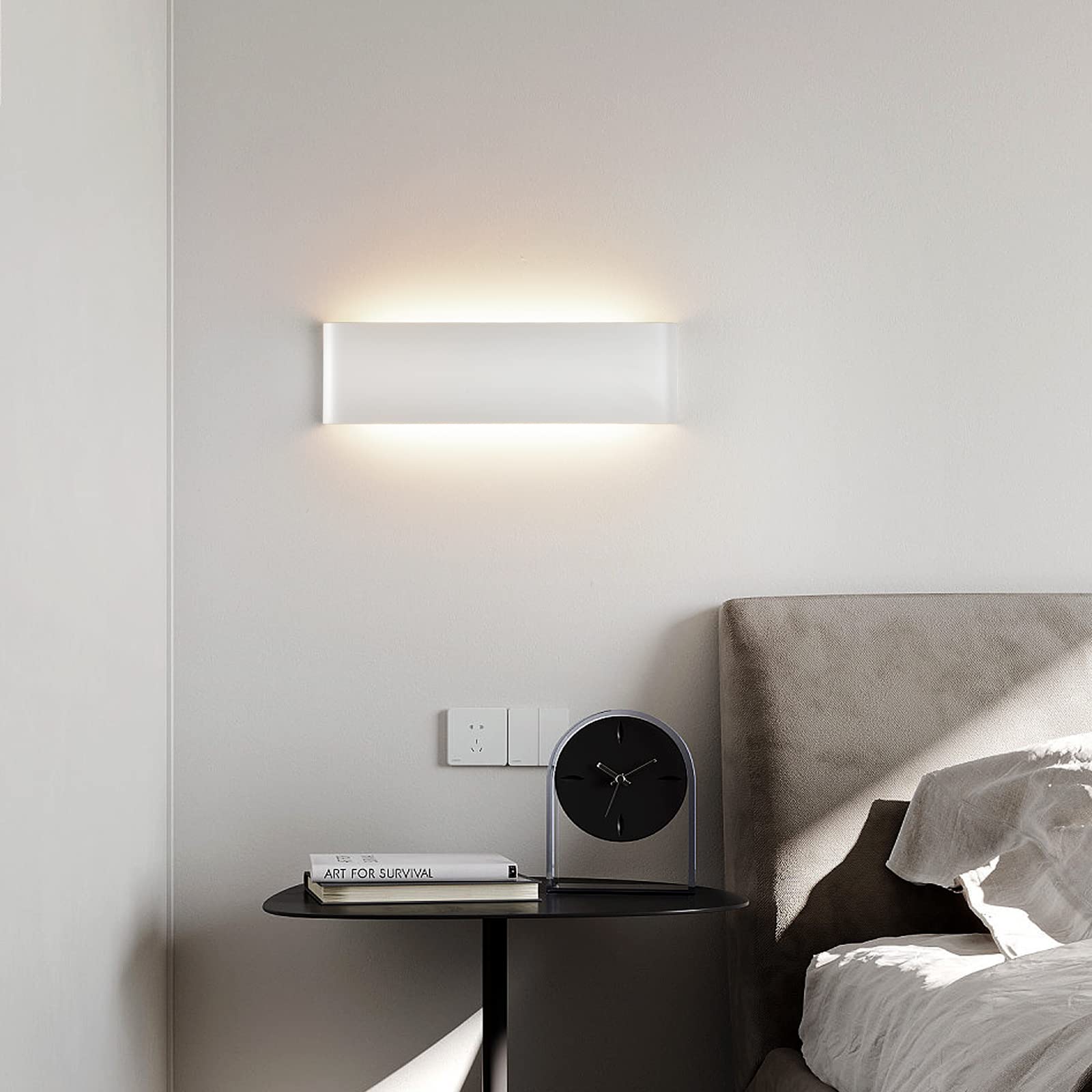 YCZM 2 Pezzi Applique da Parete Interno 18W,Lampada da Parete Interno 2160LM 31CM,Applique LED da Parete Interni 3000K Bianco Caldo,Lampada a Muro Bianco Per Soggiorno,Camera da Letto,Scale,Corridoio