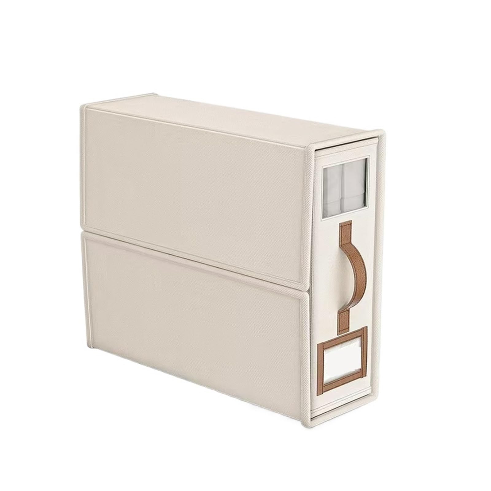 EnxJire Bed Sheet Organiser Foldable Bed Sheets Set Organizers,Linen Fabric Closet with Window,Bedding Storage Box for Bedsheets and Pillow(Beige)