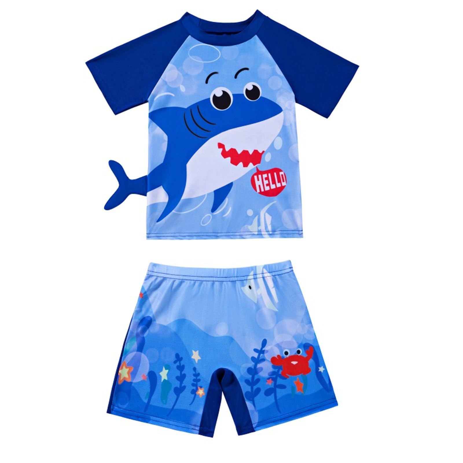 Generisch Maillot de bain 2026 pour tout-petits, garçons, 3 pièces, maillot de bain à manches courtes, maillot de bain rashguard