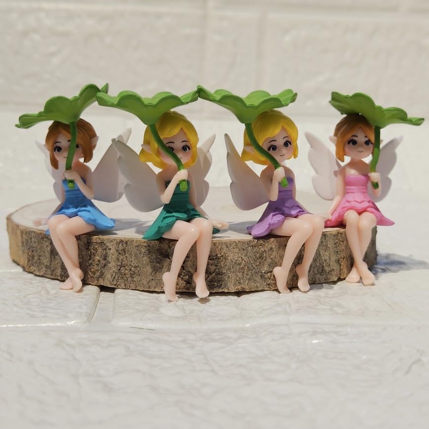 Image of Miniature Leaf Fairy Set of 4 for DIY Projects, Garden Decor, Car Dashboard Accessories, Birthday Gifts