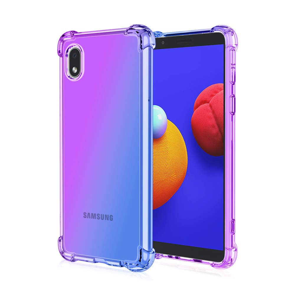 HUANGTAOLICase for Samsung Galaxy A01 Core, Airbag Drop Protection Gradient Color Bumper Phone Case Purple/Blue