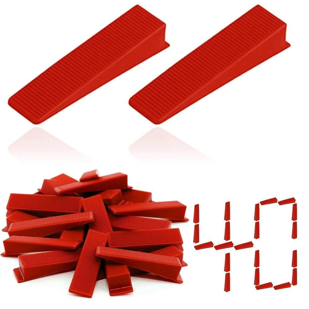 Cale Carrelage 40 Pièces, Croisillon Autonivelant Rouge | Plastique PP, 40 cales rouges 85x21x16mm, réutilisables, pour nivellement de carrelage, sol, mur et DIY