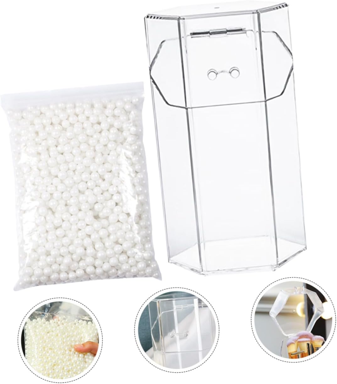 NOLITOY 1set Acrylic Makeup Organizer White Hexagonal Eyebrow Pencil Holder for Brushes and Cosmetics Storage Elegant Desktop Display Case for