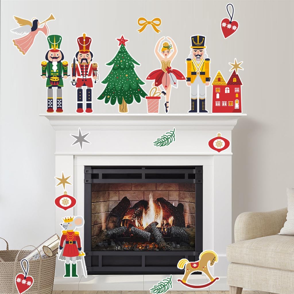 Christmas Party Cutouts Decor Box | 20” x 15" 6 Sheet Foam Board Christmas Tree Nutcracker Ballet Girl Xmas Element for Shop Windows Restaurant Scene Display Backdrop (Christmas Red Green)