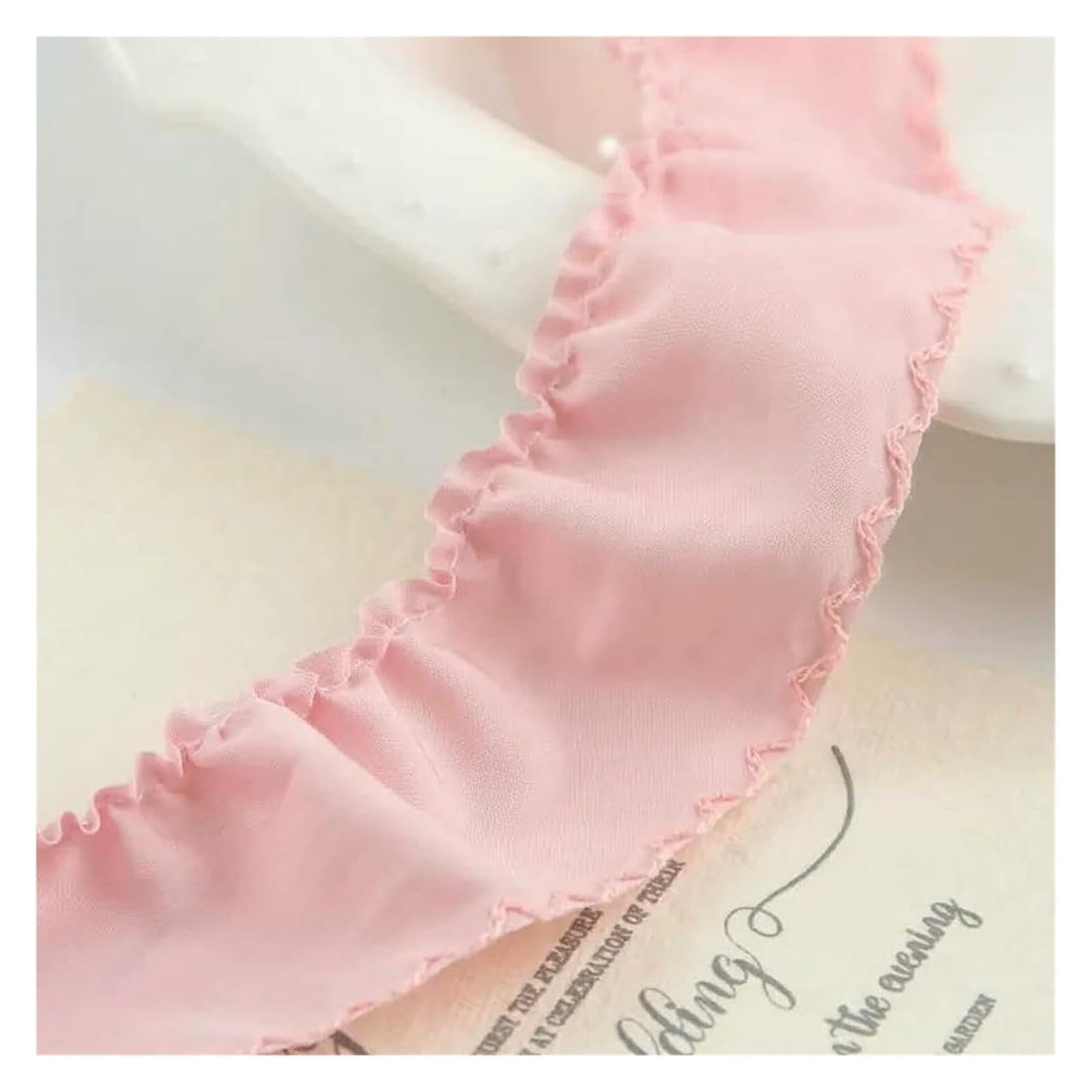 Szycie koronkowych wykończeń, Potargane plisowane koronkowe wykończenia, potargane zmarszczki wstążka DIY akcesoria do szycia kokardki włosów(Pink,30mm)