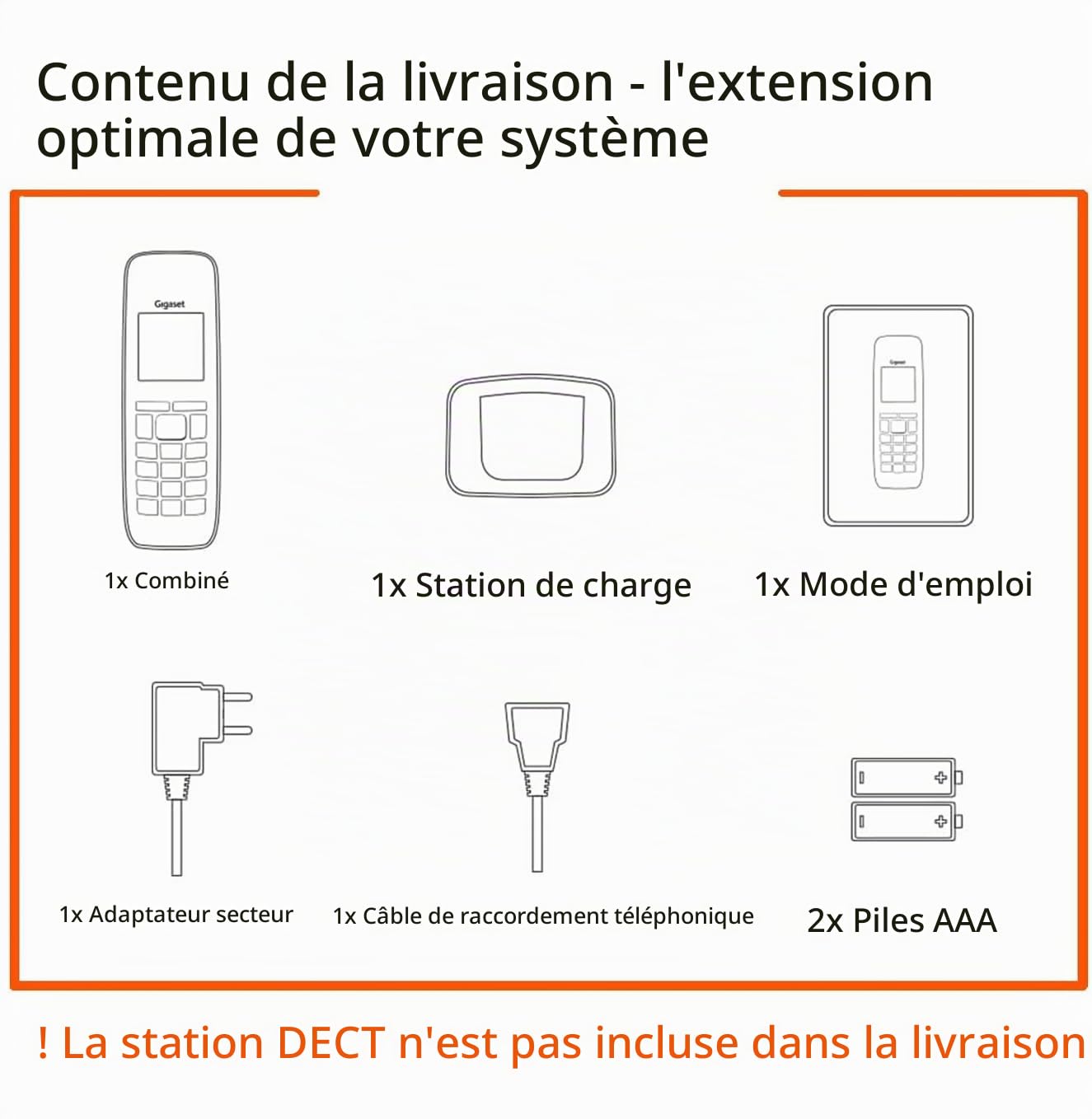 Gigaset E720HX Téléphone analog/dect Identification de l'appelant Noir [Version Allemande]