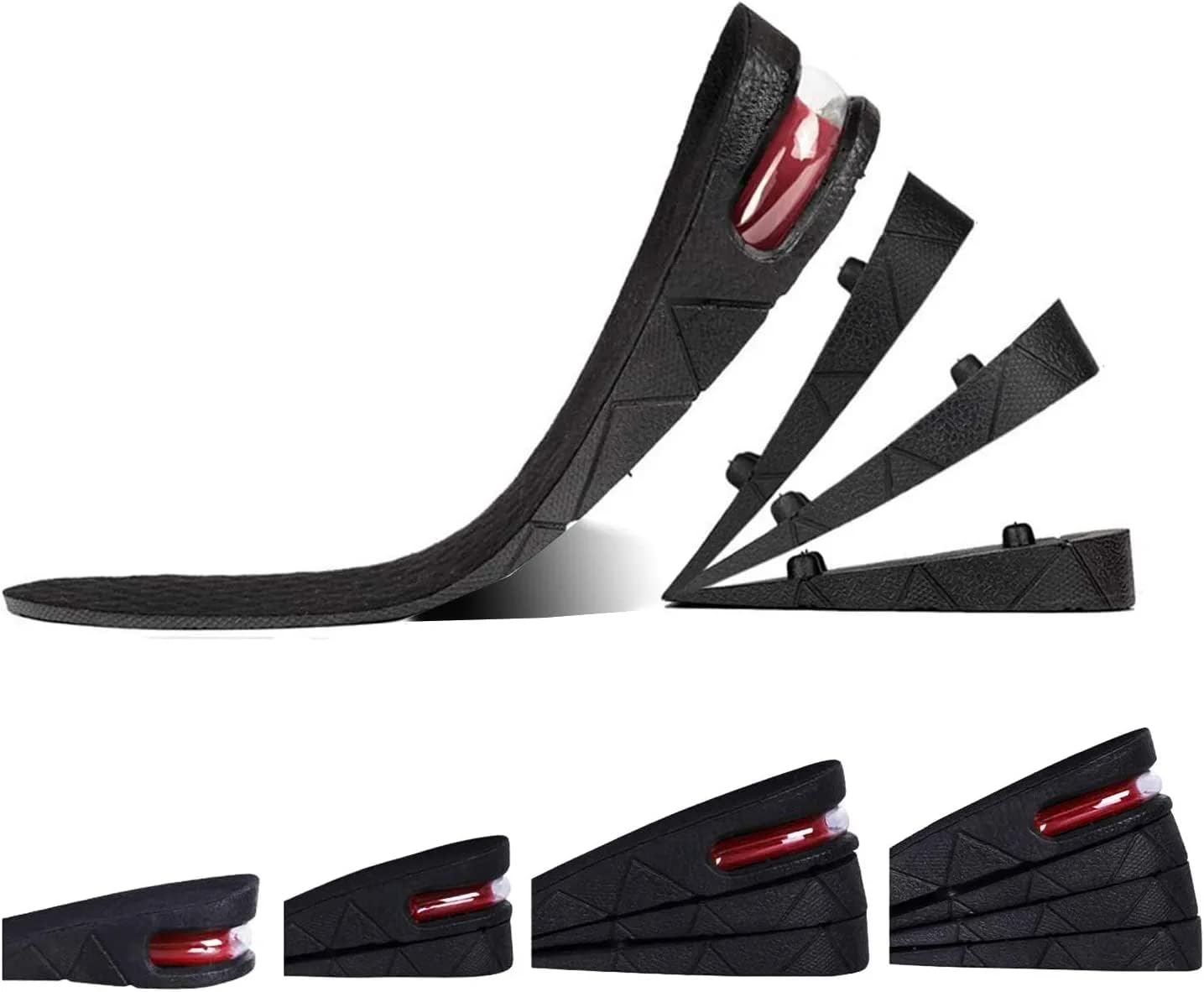 Heightened and Invisible Insole, Four-Layer Heel and Lift Cover with air Cushion for 1.2" to 3.5" Variable Height Men's and Women's boosters