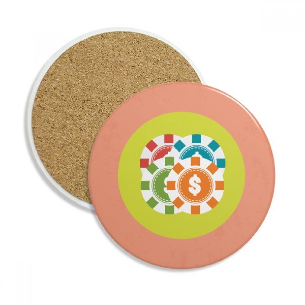 Coaster en céramique Chips Casino dessous de verre absorbant multicolore